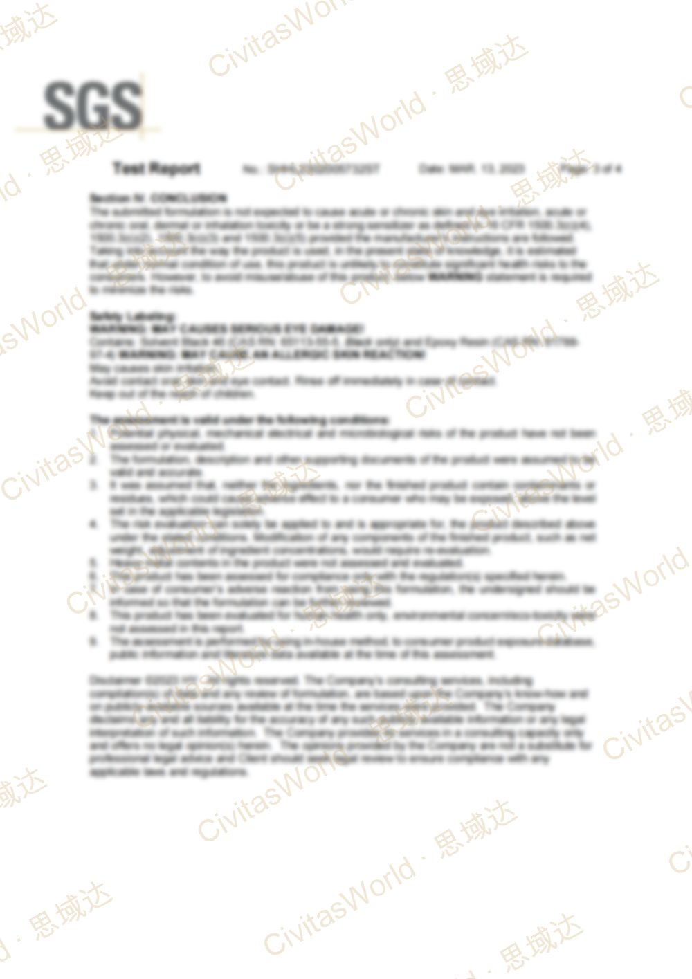SGS Test Conclusion